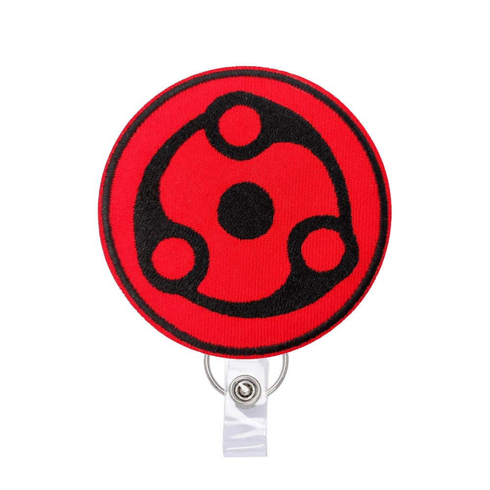 Mangekyo Sharingan Itachi/Sasuke/Madara Badge Reels Retractable, with Alligator Clip and Key Ring, 24 inches Thick Pull Cord