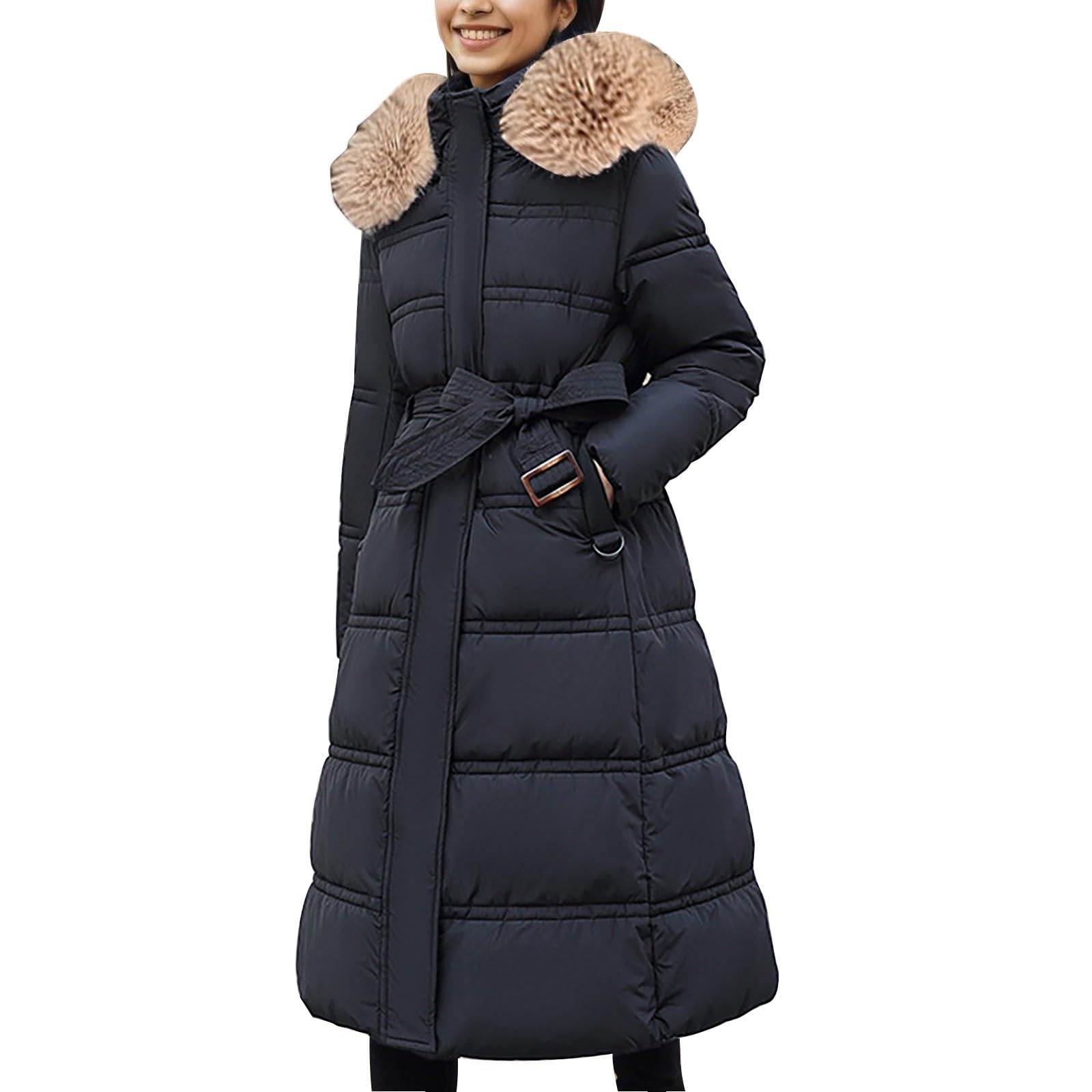 Doudoune Legere Femme Mi Longue Veste Chic Garder Au Chaud Cordon Fermeture Éclair Avec Poche Doux Confort Grande Taille Doudoune Légère, Compacte Et Déperlante Pour Femme