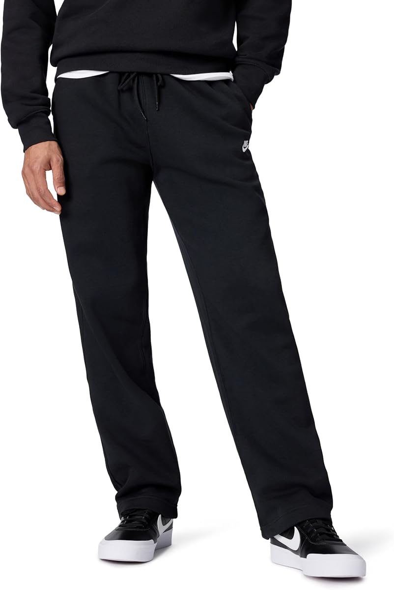 Nike Club - Pantalones de forro polar cepillado con dobladillo abierto para hombre