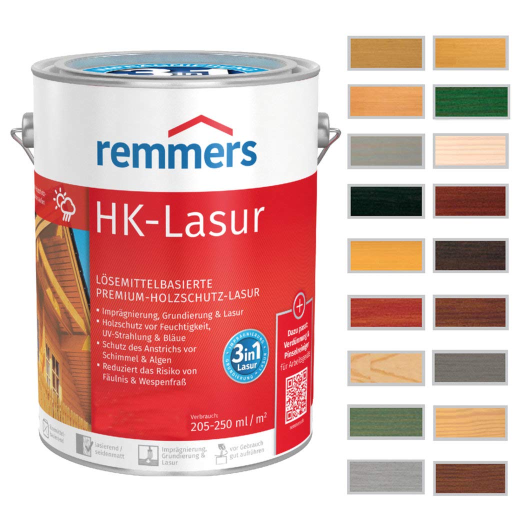 Remmers Salt Green Hk Stain 2,5 Litres, Decorative, Solvent-Based Premium Wood Preservative Stain For Exterior Use, 3-Fold Wood Protection With Impregnation + Primer + Stain