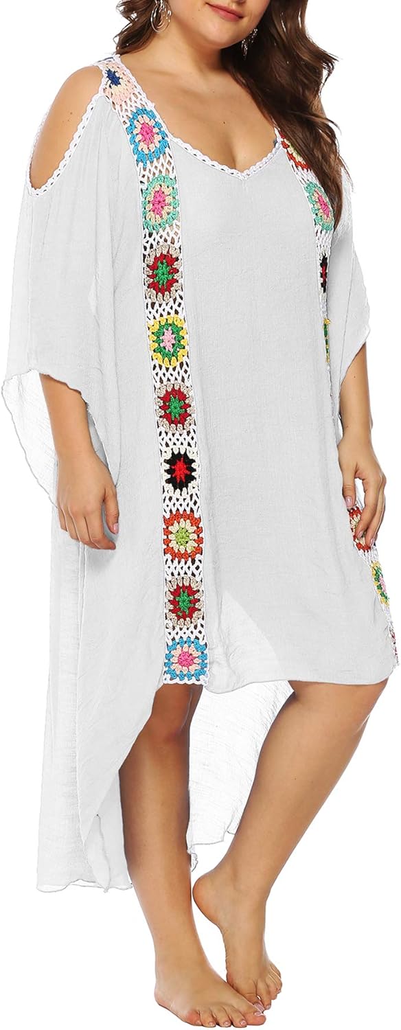 Chrisuno Women's Plus Size Bathing Suit Cover Ups Swimsuit Coverups Dress Soft Crochet Bikini Beach Skirt - Image 4