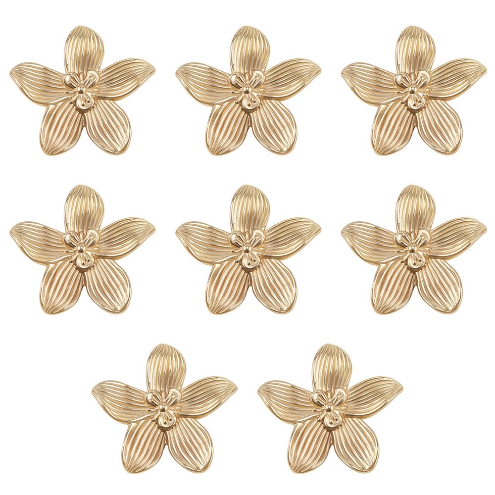 DONGKER Gold Flower Cabinet Knobs, 4/8pcs Vintage Floral Drawer Pulls for Bathroom,Furniture, Vanity, Closet Cabinet Dresser Door Pulls
