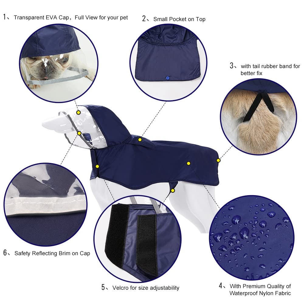 Chubasquero impermeable de nailon con capucha para perros pequeños y grandes