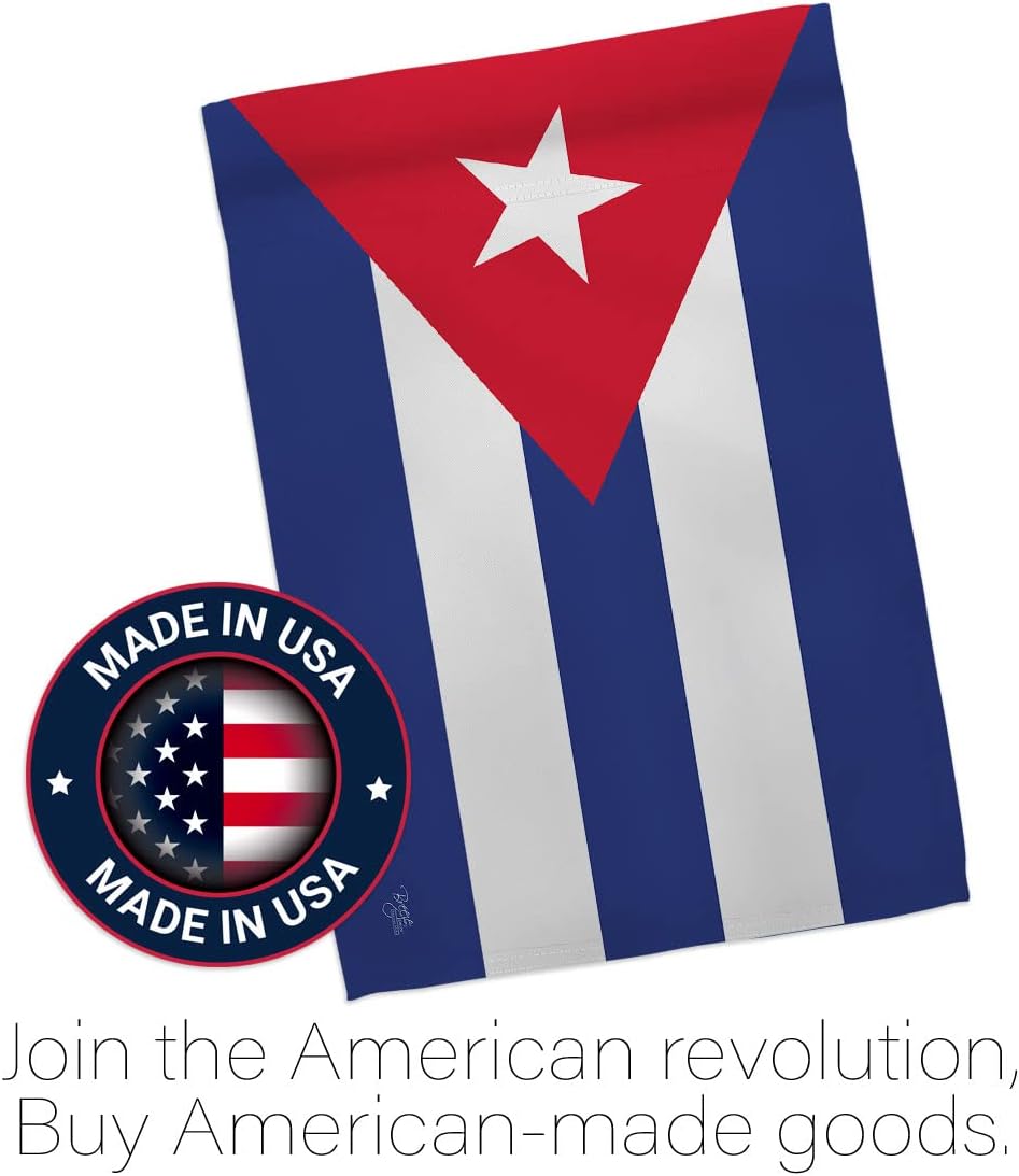 Breeze Decor Cuba Garden Flag - Set with Stand Regional Nationality Nation International World Country Particular Area - House Decoration Banner Small Yard Gift Double-Sided Made in USA 13 X 18.5