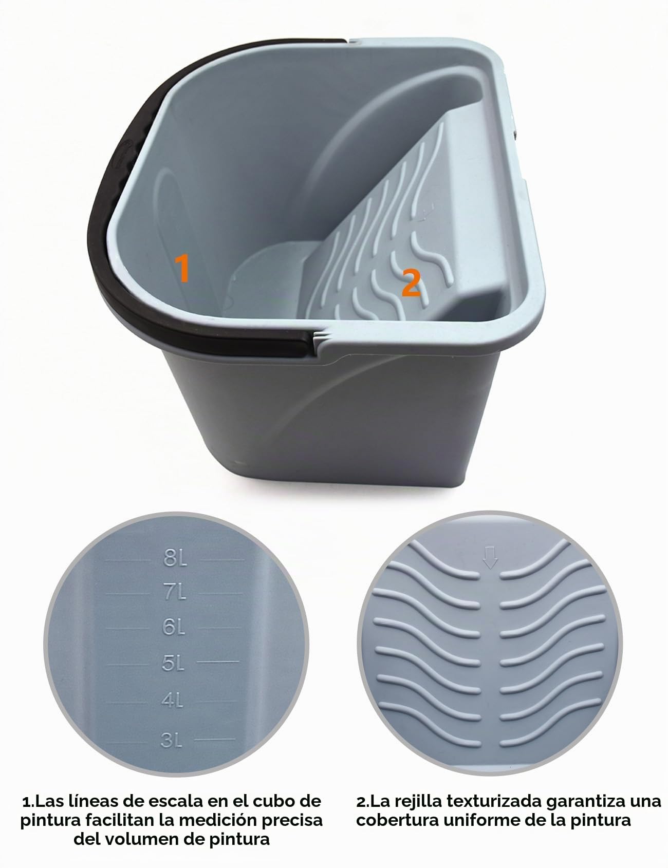 ROLLINGDOG Juego de 16 rodillos de pintura con barra de extensión extensible segmentada que incluye cubo, bandeja, brocha de pintura, barra de agitación y abrelatas | 16 piezas de pintura de 8 litros con tapa, herramientas de decoración para pared, pintur