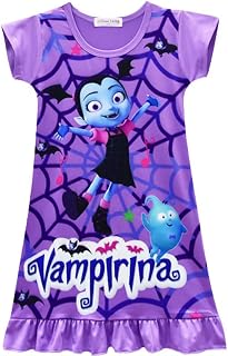 Little Girls Vampirina Nightshirt Girls Princess Casual Dress Girls Cartoon Printed Dress
