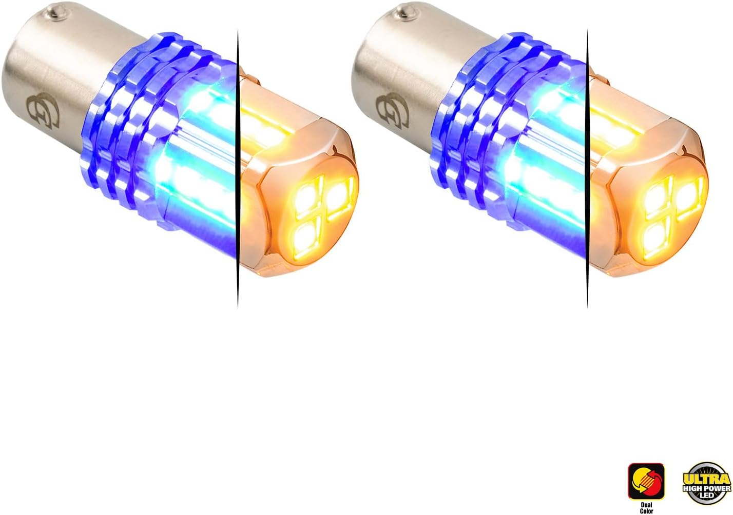GG Grand General 70812 1157 Dual Color Amber/Blue 15 LED Tower Bulb, 12V, Twin Pack