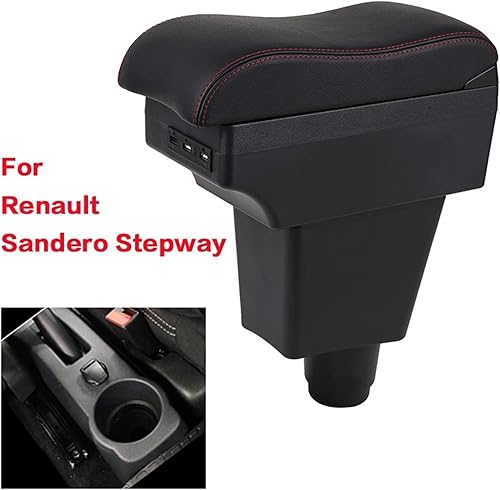 Miniatura 2 de DIACCO Armrest Box Compatible with Renault Sandero Stepway Car Armrest Box Internal USB Charging Ashtray Car Accessories Color  B3-Black Black 7 USB