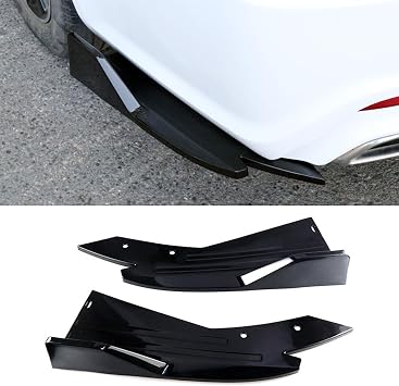 2 Pcs Car Rear Bumper Lip Spoiler for Renault Clio IV 2016 2017 2018 2019, Rear Corner Rear Llip Diffuser Spoiler Side Fin Scratch Protector Car Accessories,Black