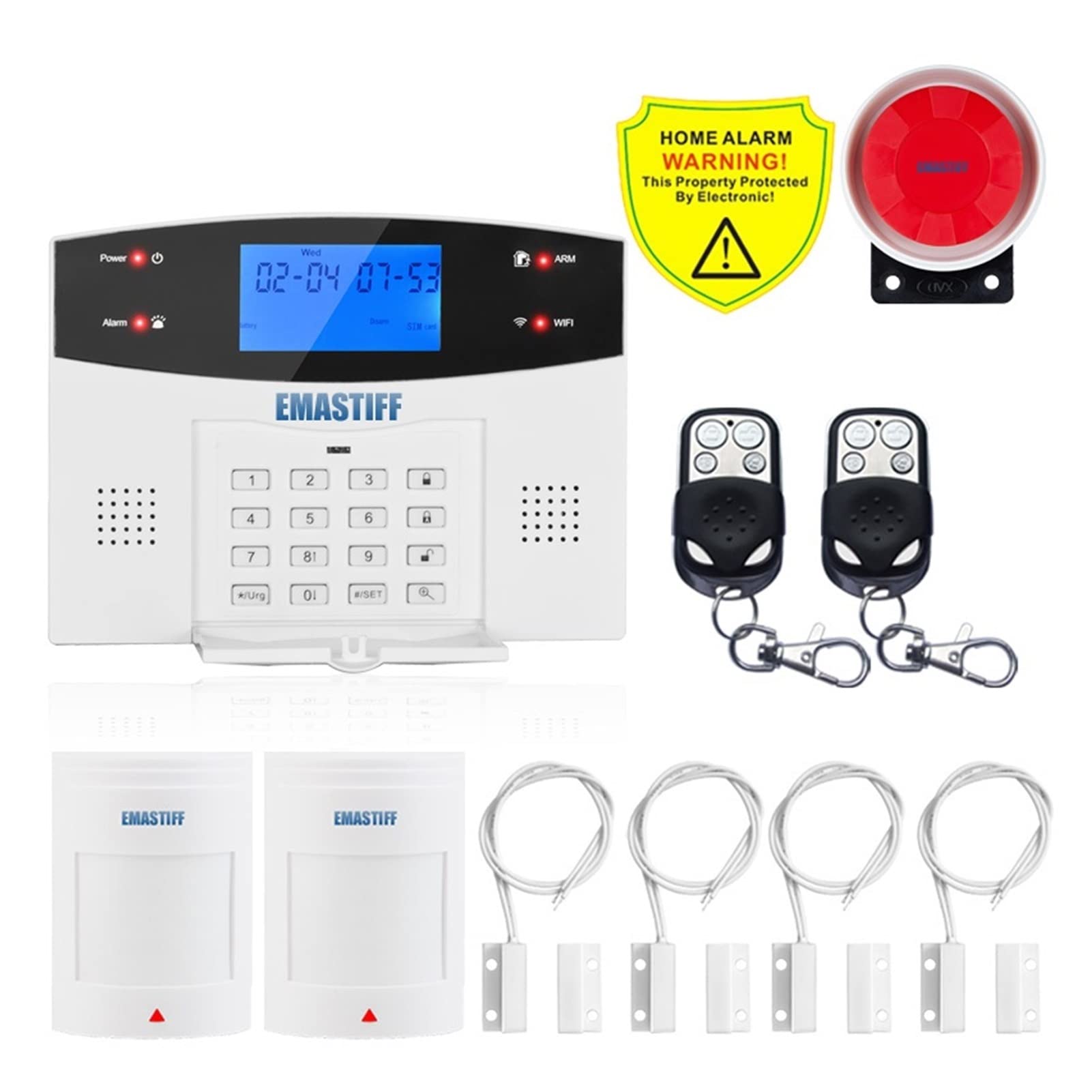G2BW LCD Teclado Wifi gsm pstn Inicio Burglar Security Wireless Wire System Detector de movimiento App Control detector humo fuego Instalación rápida(G2BW Bundle N)