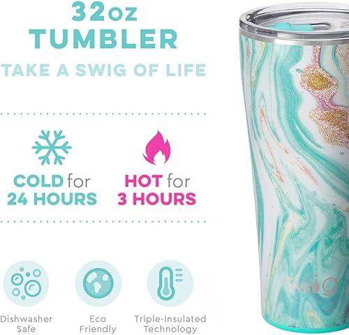 Miniatura 3 de Swig Life Wanderlust Mega Set - Taza de viaje de 40 onzas con asa y tapa + vaso con triple aislamiento de 32 onzas con tapa, acero inoxidable, apto