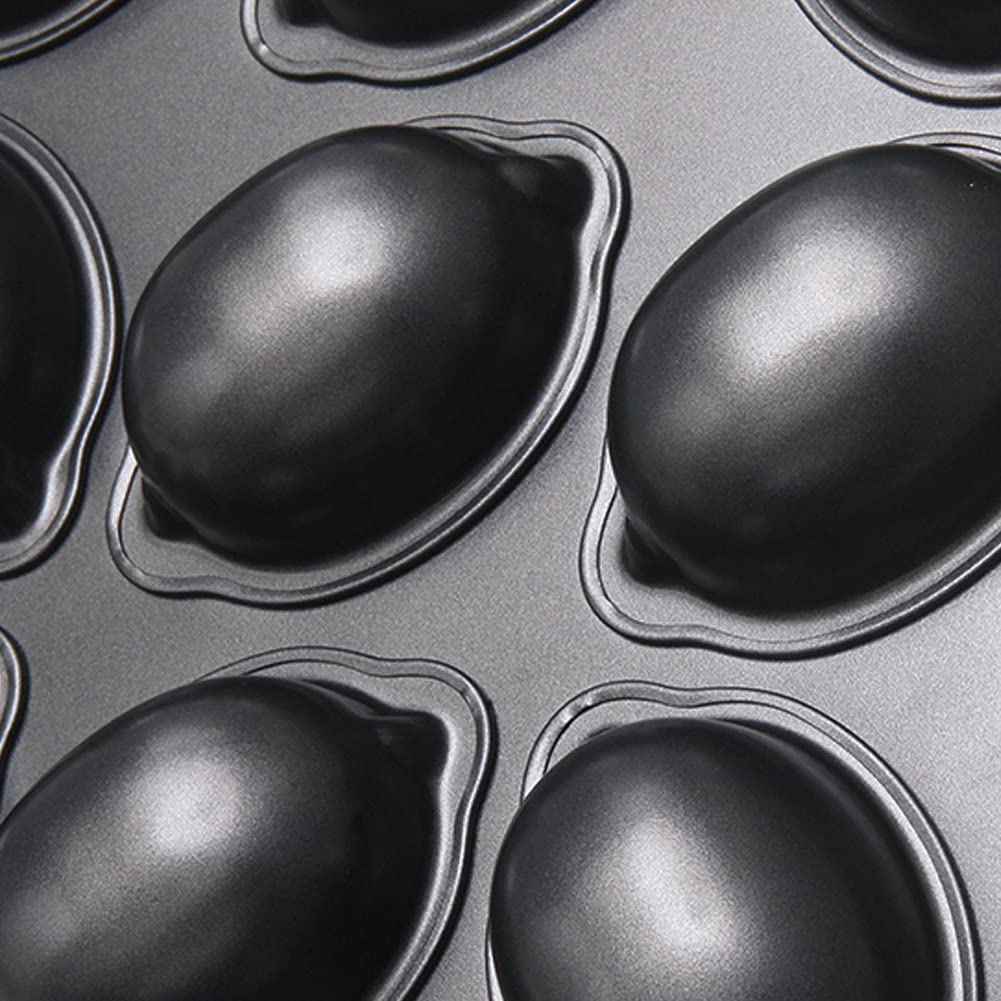 CANDeal - Molde antiadherente para tartas y magdalenas con forma de limón de 12 cavidades para horno, utensilios para hornear de liberación rápida para pudín, postre, mousse