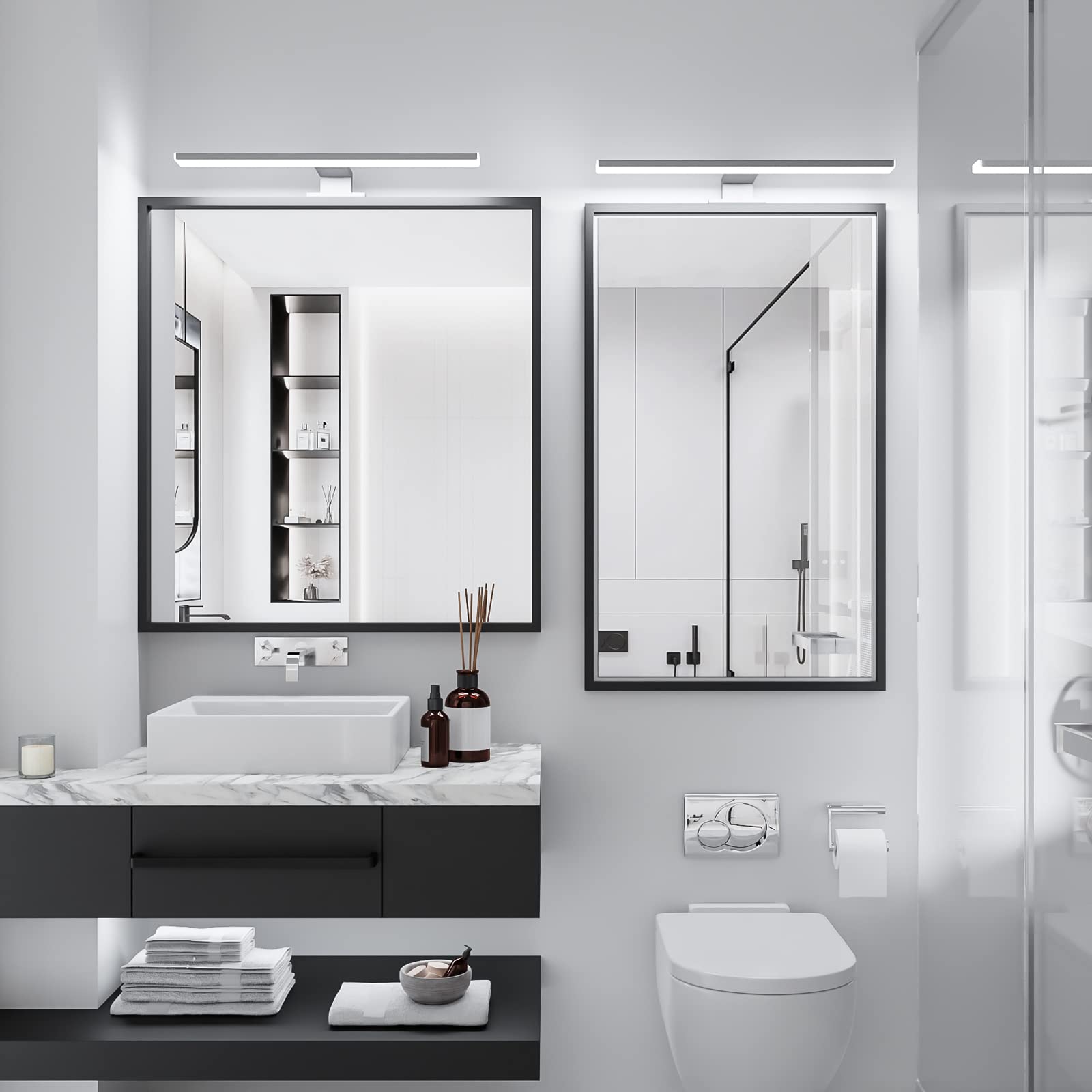 Aourow Lampara Espejo Baño 10W,40CM 820LM Aplique Luz Espejo Baño,Blanco frío 6500K Luces de LED Espelho Resistente al Agua para baño y Armario con Espejo CLASE II