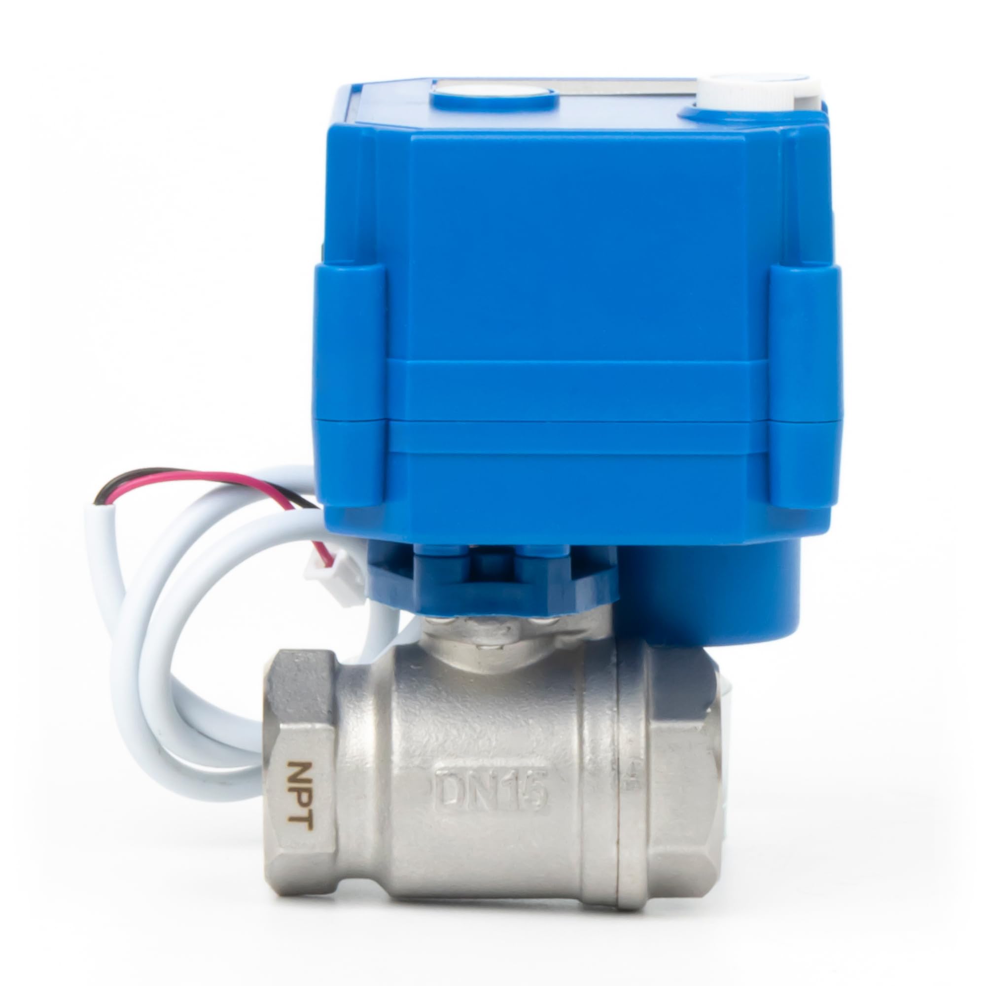 U.S. Solid Robinet à boisseau sphérique moteur avec fonction manuelle – Acier inoxydable 1/2", passage complet, 85-265 V AC, retour automatique à 2 fils, fermé sans courant