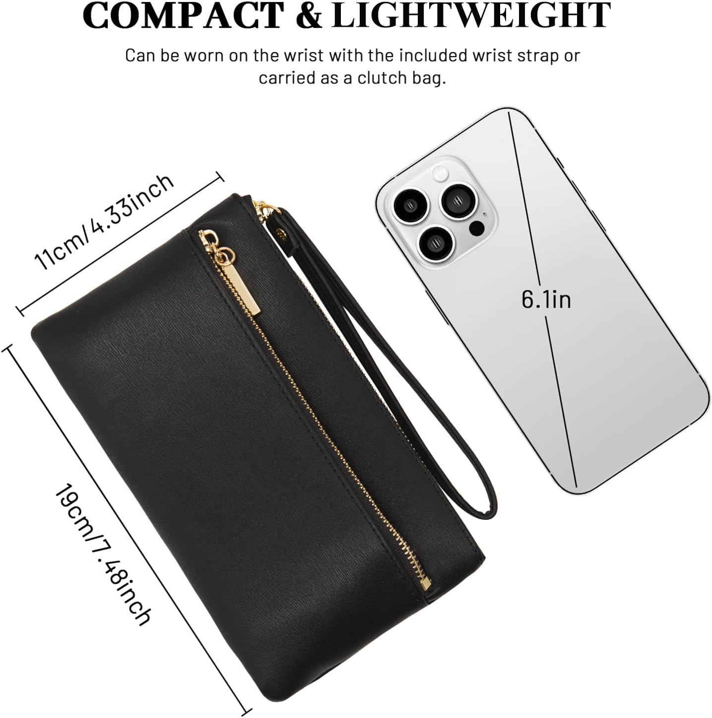 LJCZKA Small Leather Wristlet Wallet for Women Clutch Handbags Purses Cellphone Credit Card Holder Pocket with Wrist Strap - Image 4