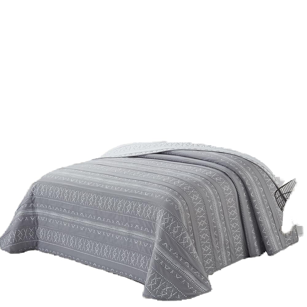 COTTON ARTean Colcha bouti para Primavera - Verano - otoño ARLABAN Gris - Reversible poliéster - Jacquard Extra Suave Cama de 90