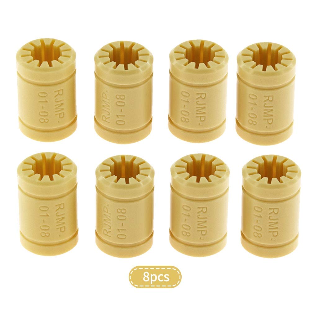 pièces d'imprimante 10 pièces pièces d'imprimante 3D LM8UU RJMP-01-08 roulement en polymère solide roulement linéaire en plastique d'arbre de 8 mm pour pièces de réparation d'imprimantes 3D (Couleur :