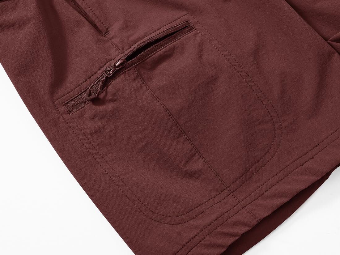 donhobo Short pour femme - Léger - Séchage rapide - Respirant - Pour la randonnée, le sport - Pour l'été - Pour les loisirs, rouge bordeaux, L