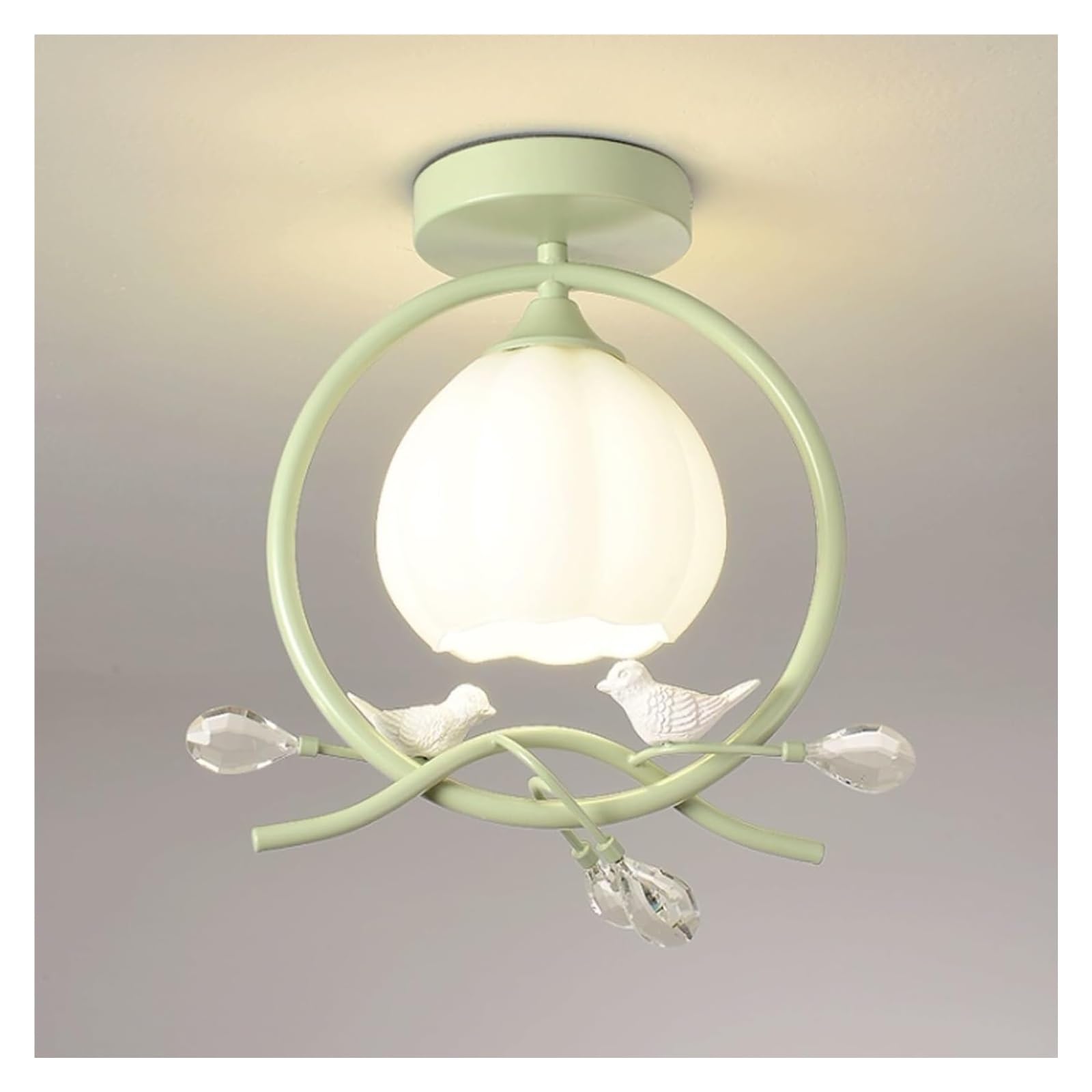 Plafonnier verre opalin blanc style nordique moderne chambre