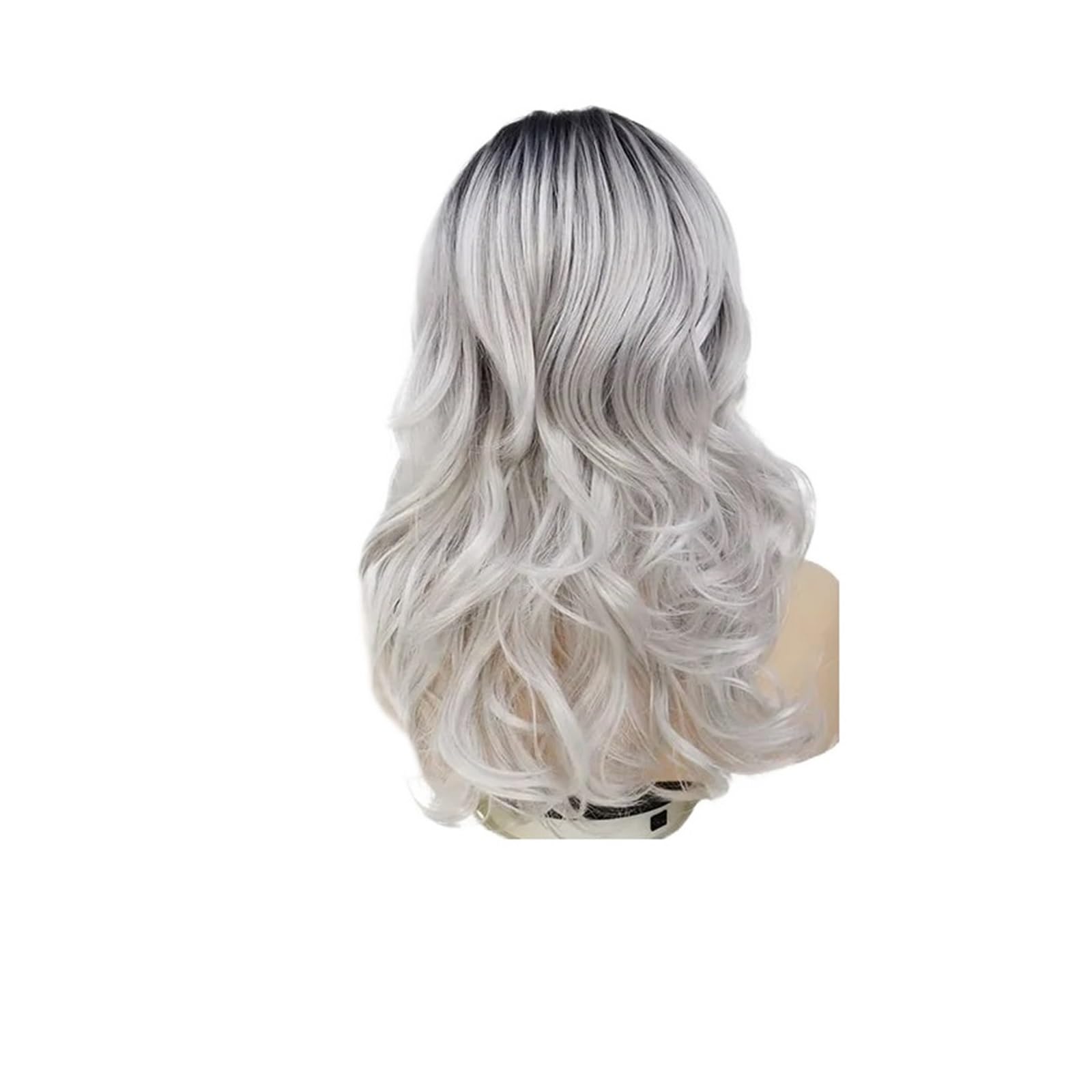 1pc syntetyczne blond peruki dla kobiet ciemne korzenie długie kręcone faliste włosy typu Ombre Cosplay panna młoda Chucky kostium lalek(T1B/Light Grey)
