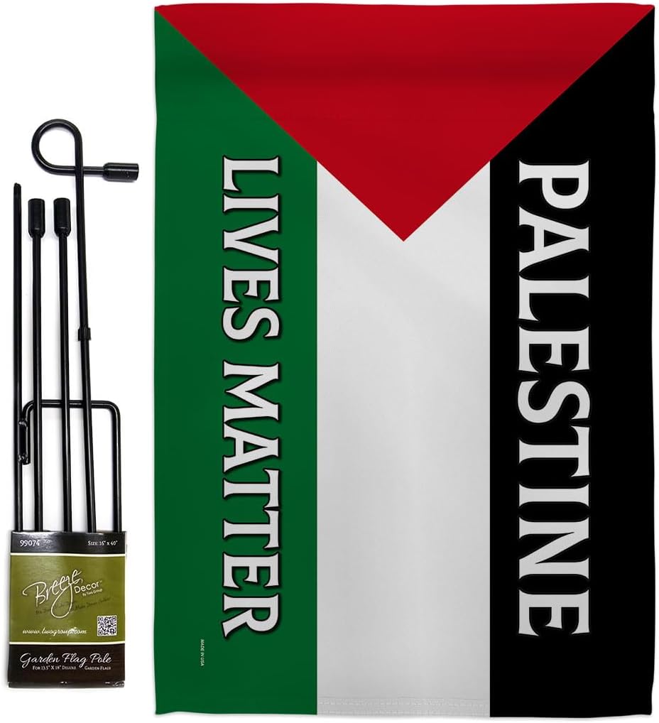 Palestine Lives Matter Flag Pole Set Bandera de Support Stand With Palestinians Decor Home Wall Hanging Garden Tapestry Home Door Poster Garden Stake Cemetery Grave Yard Sign Muslims Gifts Made In USA