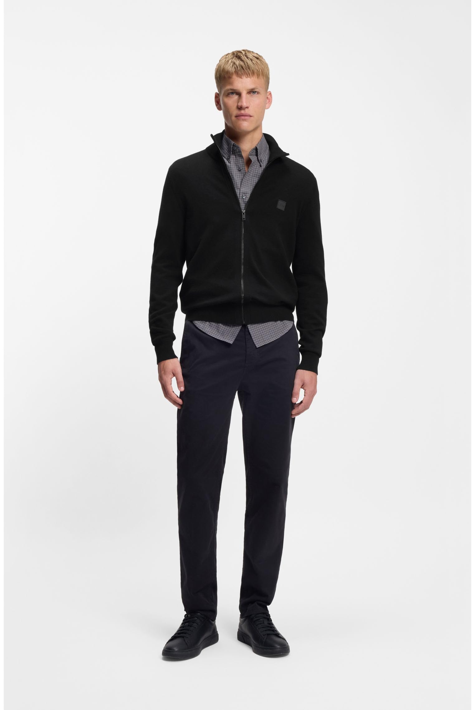 BOSS Herren Kanozip S Strickjacke aus Baumwolle und Kaschmir