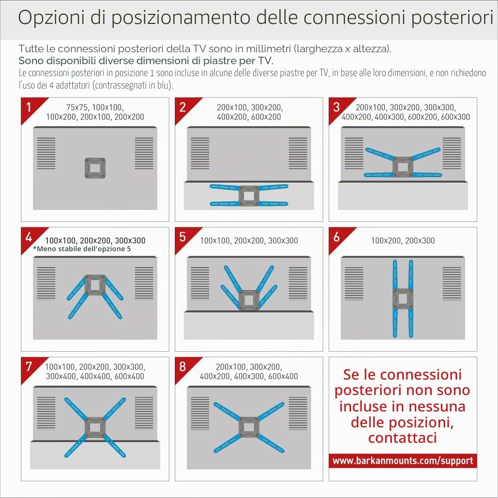 Barkan Supporto da parete per TV da 102 cm lungo 13-83 pollici orientabile / inclinabile / Full Motion per LED LCD OLED max. VESA 600 x 400