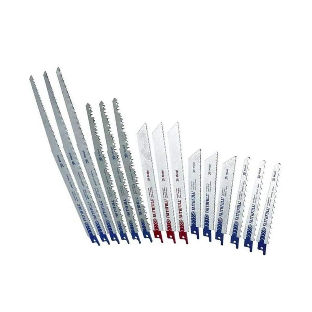 Faithfull FAISBSSET15M - Set di Lame per Seghetto Alternativo, Lame per Seghetto, 15 pezzi, per Legno e Metallo