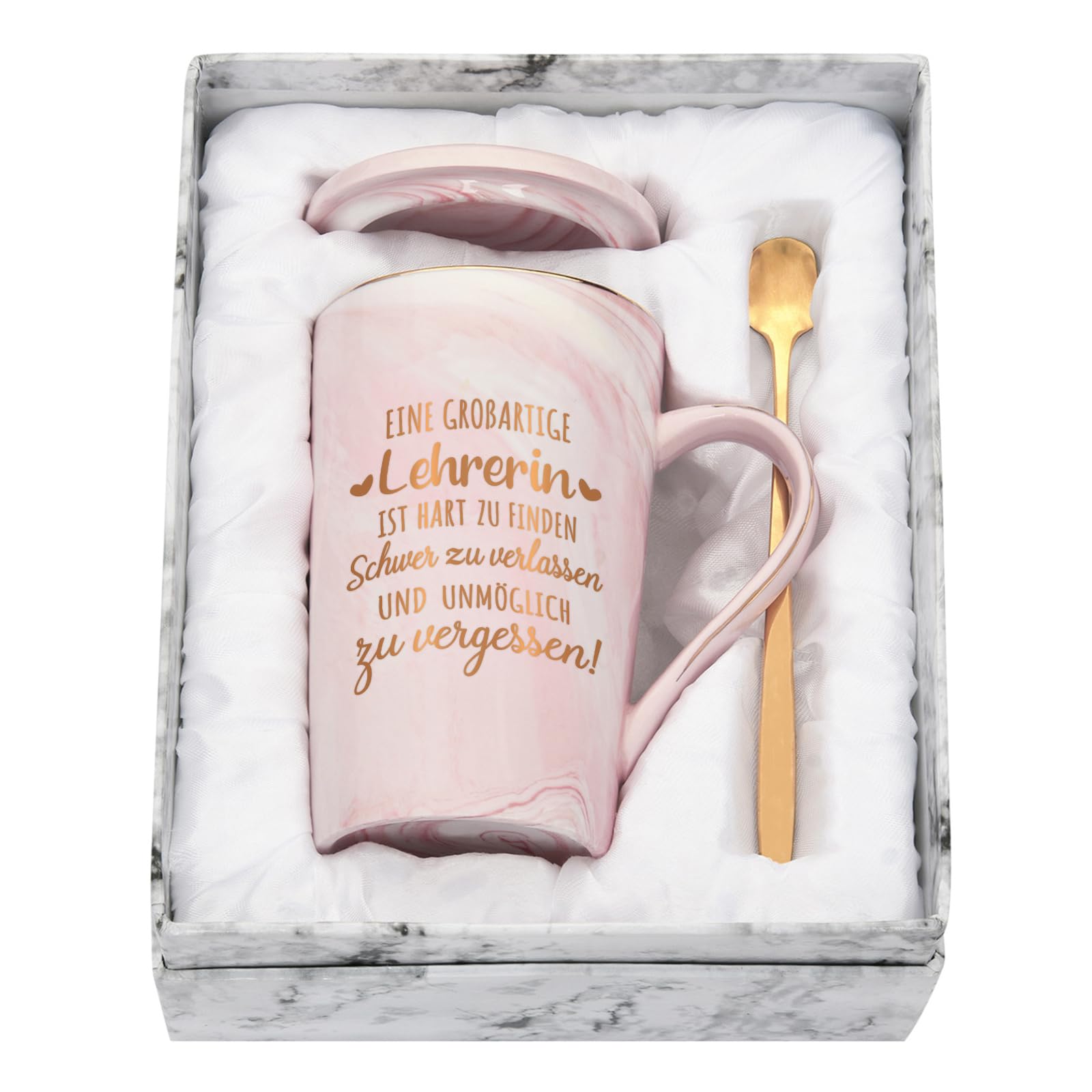 Joymaking Tasse Abschiedsgeschenk für Lehrerin - Eine großartige Lehrerin ist hart zu finden - Kaffeetasse zum Abschied Geschenk für Lieblingslehrerin zum Abschied, 400ml Rosa