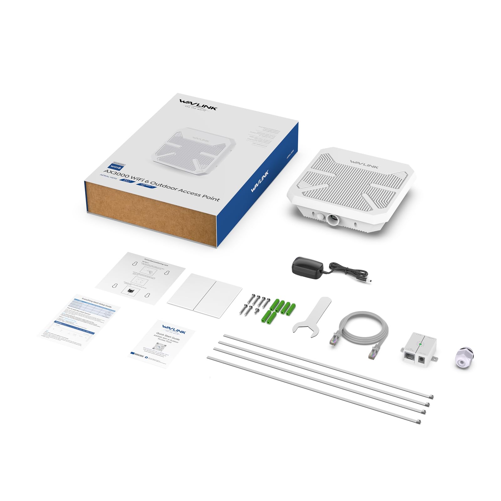 WAVLINK AX3000 Outdoor Point to Point WLAN Bridge PtP Outdoor Wetterfest für PtP und PtMP, unterstützt 100m PoE aktiv/passiv, Richtantennen 12dBi, Gigabit-Port,