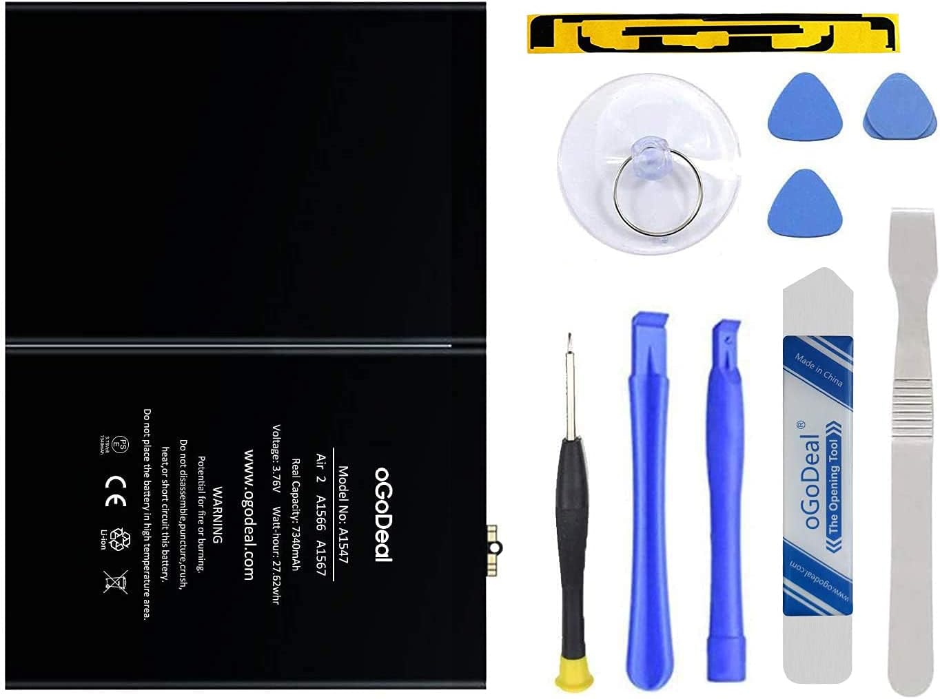 oGoDeal oGoDeal Battery Replacement for Apple iPad Air 2 A1566, A1567, iPad 6 (6th Generation) Battery Repair Kit with Adhesive and Complete Set Repair Tools