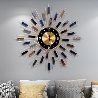 Wall Clock Large Gold,Metal Silent Non-Ticking Wall quartzClock for Living Room Office Background 70cm