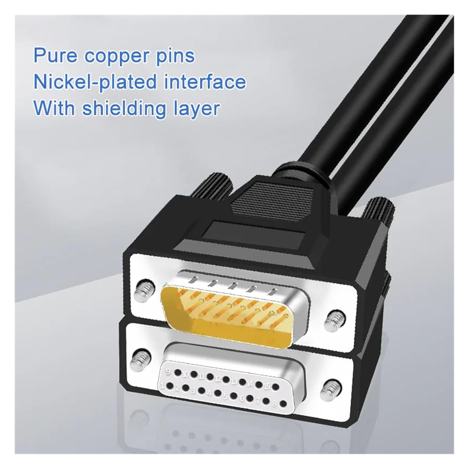 Industrial Grade DB15 Shielded Extension Cable Male to Female 15-Pin Serial Parallel Cord Pure Copper Conductors 28AWG Data Transfer Wire(Male to Male,10 Meters)