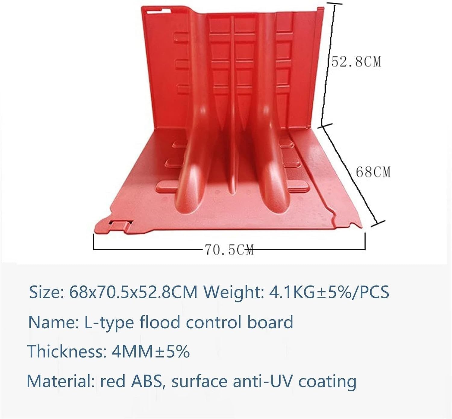 Door Flood Barrier, Flood Prevention Barriers Reusable, L-Type Flood Protection Board, for Underground Garages, Dams, Street,Water Stopper Board，Red (Color : Red, Size : 1PCS)