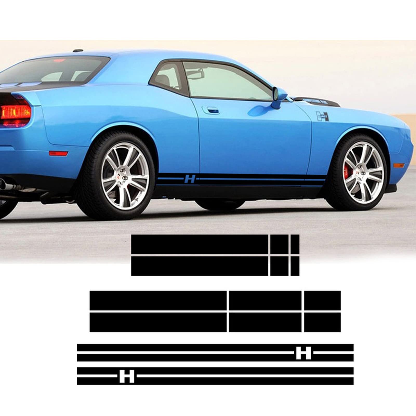 Buy Car Side Skirt stripe decal Decals, For Dodge Challenger Hellcat