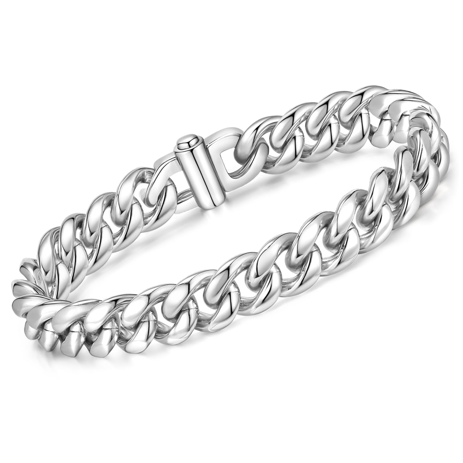 VNOX Armband Herren Edelstahl Silber Vatertagsgeschenk - Geschenk für Ihn Armbänder Gliederarmband, 19cm 21cm 23cm Geschenk für Papa Männer Ehemann Sohn, Armband für Bruder Vatertag Geburtstag