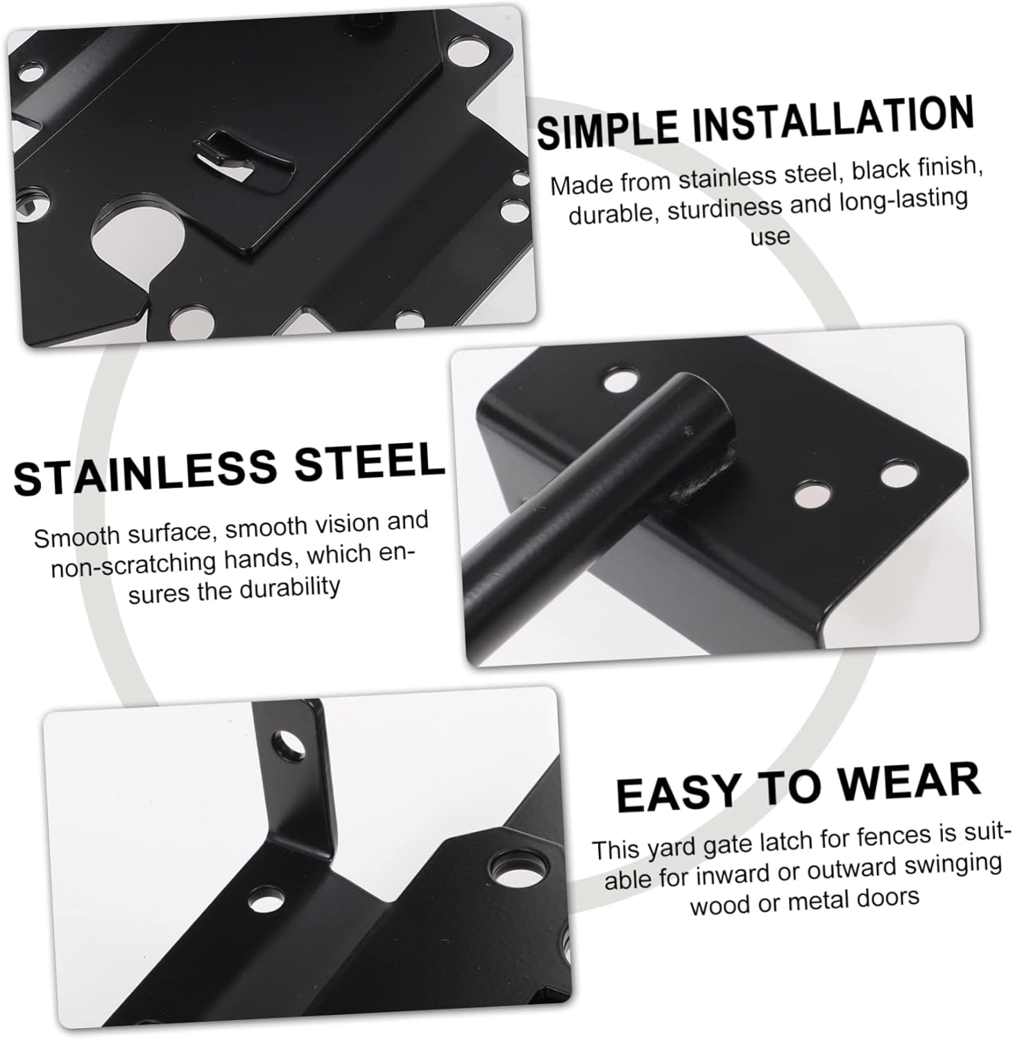 Heavy Duty Gate Latch for Wooden Fences Hinge Secure Outdoor Gate Hardware for Smooth Finish Easy to Install