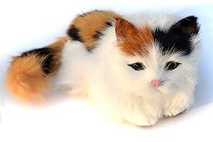 Realistic Furry Calico Kitten Home Office Car Decorative Statue