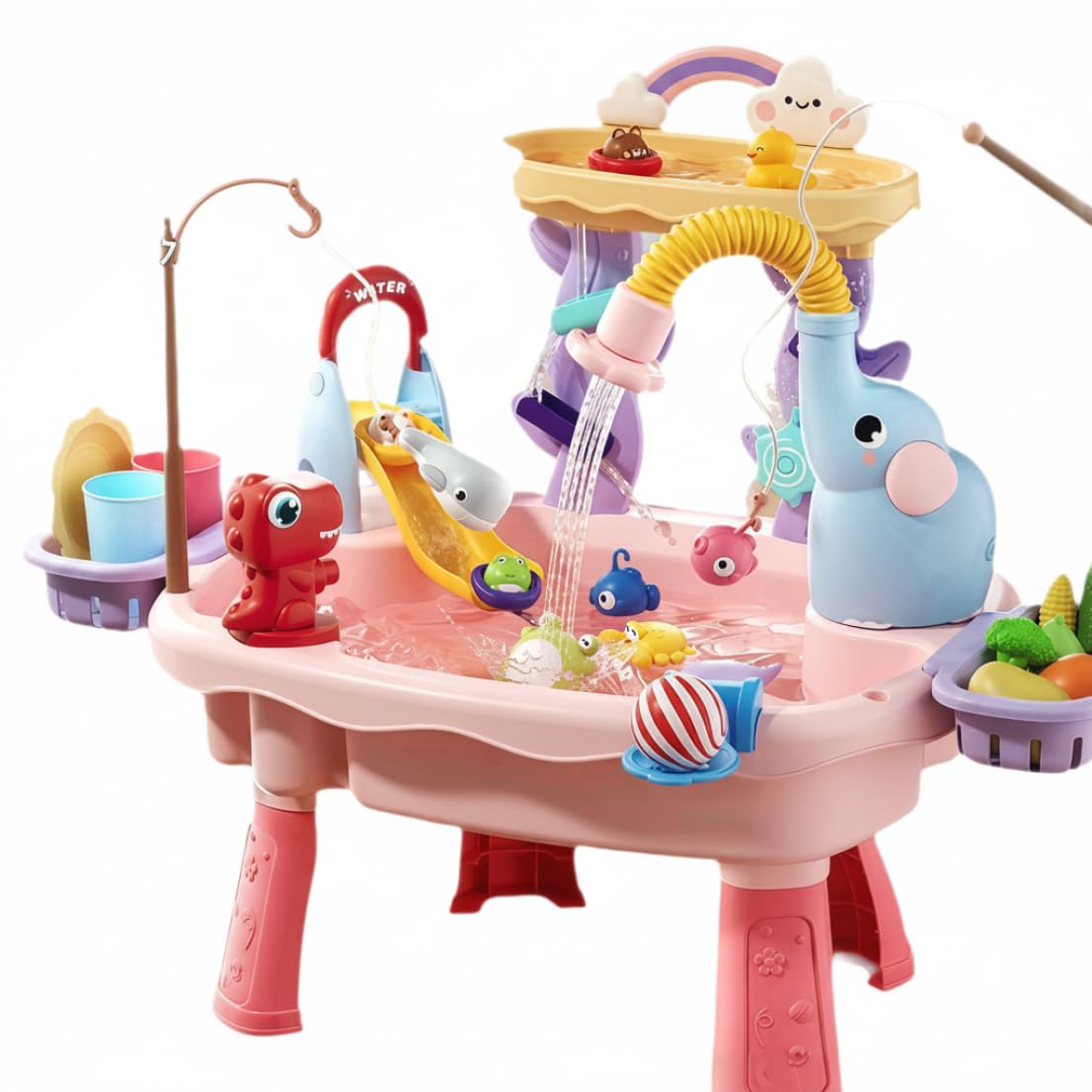 Tapallmy Water Table For Children Water Play Table For Toddlers Double layer Sand Toys With Recirculating System Slide Fishing Games | Kids Sensory Toy