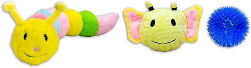 Flourish Pets - Juguete masticable resistente y duradero para perros con chirriador y sonajero cubierto con tela suave de doble costura exterior