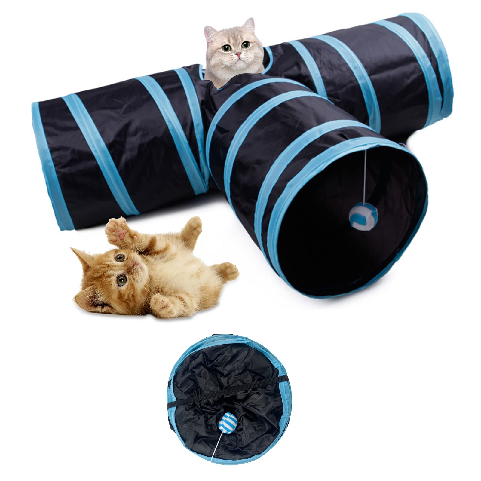 OEFWING Pet Cat Tunnel Tube Cat Toys 3 Way Collapsible, Cat Tunnels for Indoor Cats，Kitty Tunnel Bored Cat Pet Toys Peek Hole Toy Ball Cat, Puppy, Kitty, Kitten, Rabbit (B09HC89K72) Amazon Price History, Amazon Price Tracker