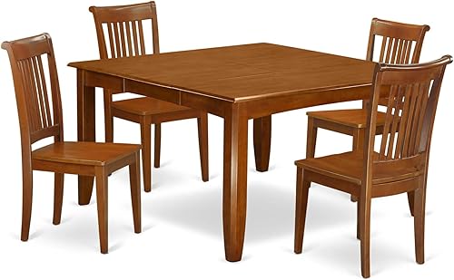 Miniatura 7 de East West Furniture PFPO9-SBR-W - Juego de mesa de comedor de 9 piezas, incluye una mesa de cocina cuadrada con hojas de mariposa y 8 sillas de