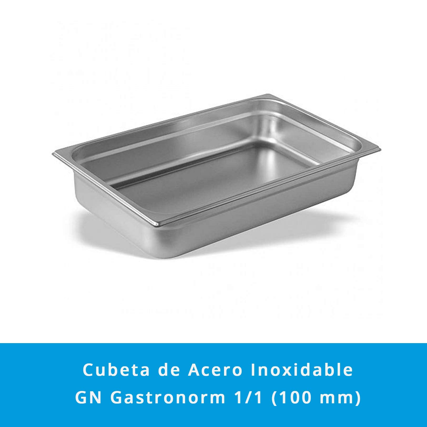 Contenitore Gastronorm GN 1/1 in Acciaio Inossidabile (Profondità 100 mm) (Dimensioni 530x325 mm) · Angoli arrotondati · Resiste fino a 260 ºC