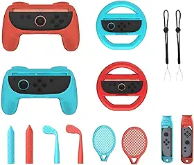 NBCP Kit Esportivo Switch 2 14 Em 1 – Pacote de Controle de Movimento com Volantes, Espadas e Raquetes para Jogos de Corrida, Combate e Fitness (Lançamento de 2025)