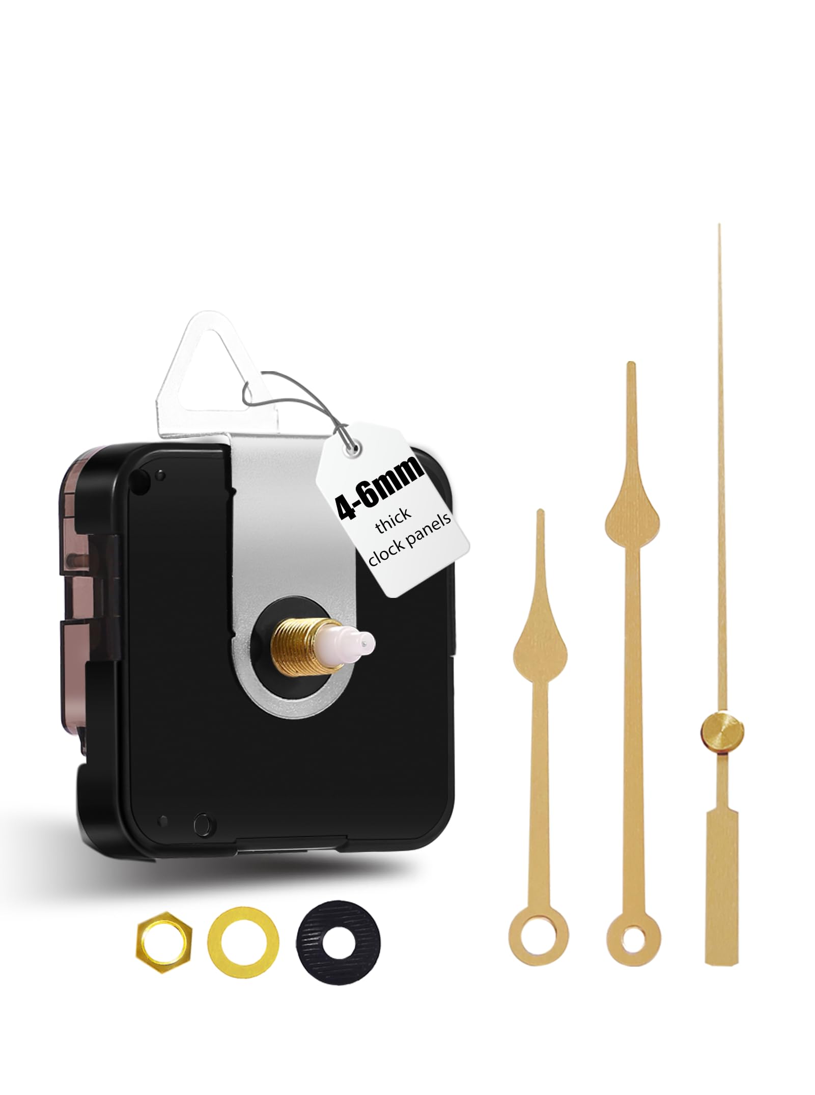 DEEWISH Movimento dell'orologio al Quarzo - Meccanismo di Sostituzione a Batteria per Orologi da Parete Fai-da-Te, Lunghezza Totale dell'albero 20mm (25/32pollici), lancette Nere B