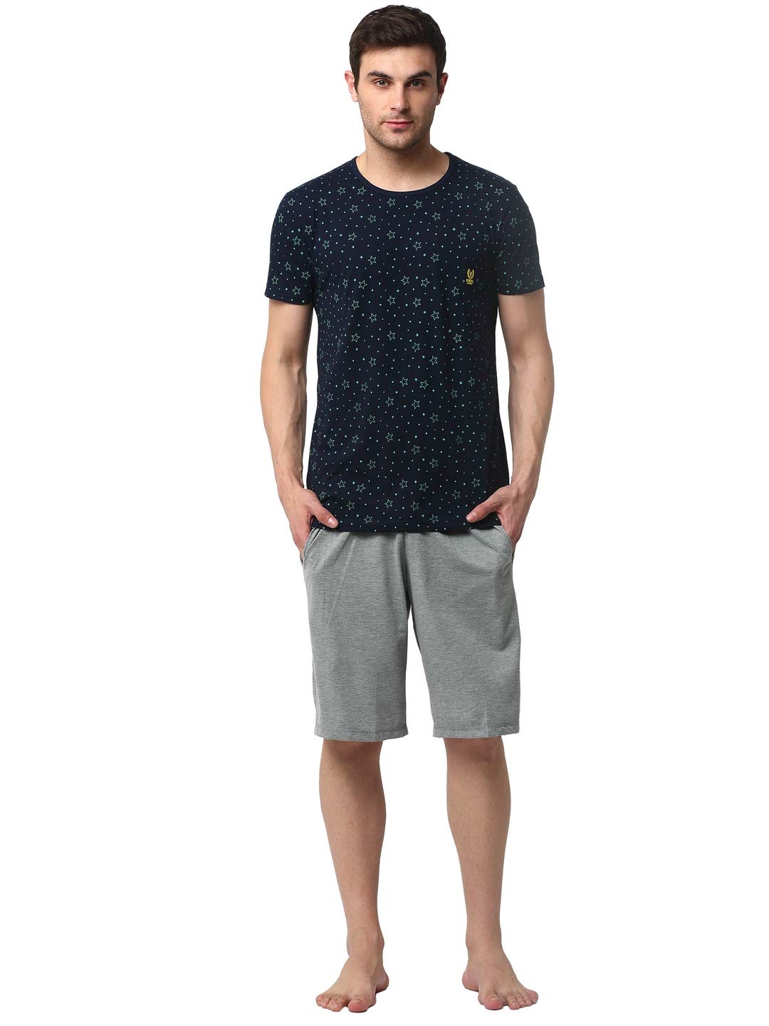 mack jonney Cotton Blend Relaxed Night Suit Co-Ord Set for Men with Round Neck Half Sleeve T-Shirt and Short-Vj-MNS-Ts-Group1-picture-37