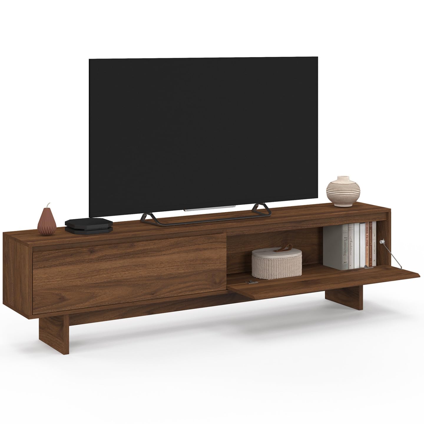 IDMarket - Meuble TV 180 cm Yuri 2 Portes Effet Noyer