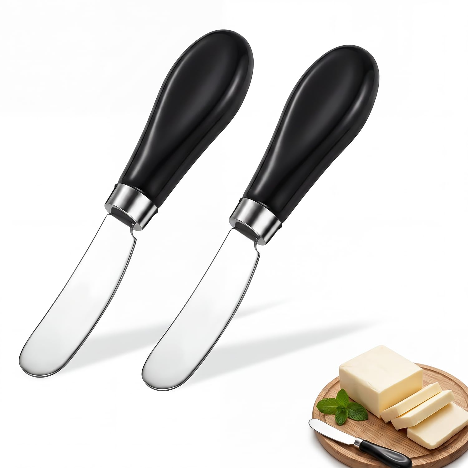Homzixt 2Pack Ceramic Handle Stainless Steel Butter Knife, Dishwasher Safe