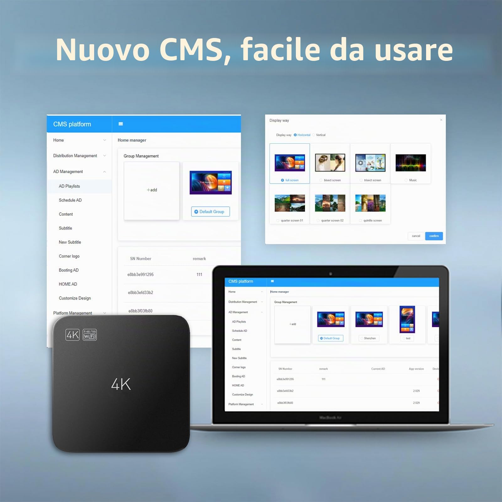 Digital Signage Media Player Box Free Cloud CMS System Trasforma il tuo TV in display pubblicitario... (YM05/1+8G)
