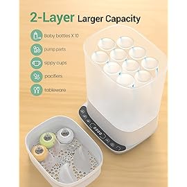 Baby Bottle Sterilizer | Esterilizador de Biberones, 6-in-1 HAUTURE Bottle Sterilizer and Dryer, Electric Steam Bottle Sanitizer for Baby Stuffs, Baby Bottles & Breast Pump Accessories